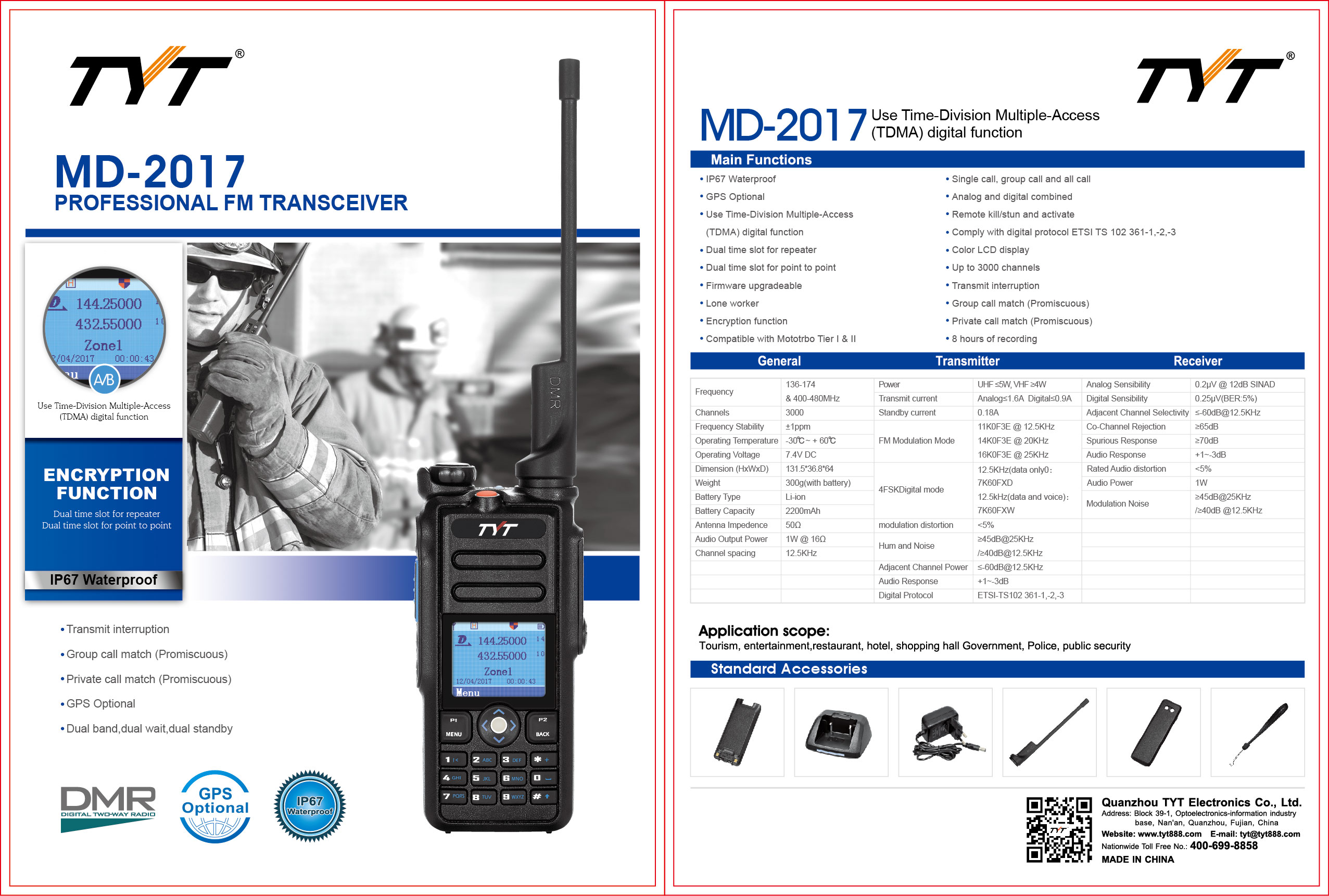 Walkie Talkie DMR Digital TYT MD2017 Doble banda, compra online